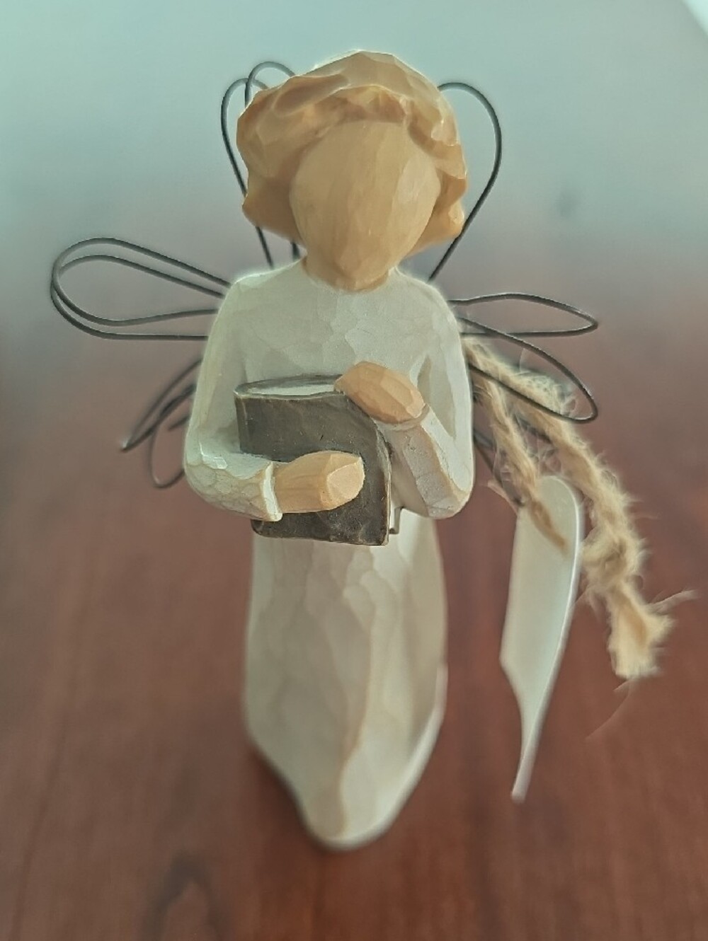 Willow Tree Cream and Brown Angel Figurine Holding Book